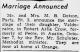 Marriage Announcement of Robert Arlie Crow and Valdoraine Dotson