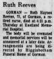 Death Notice of Ruth L. Haynes Reeves