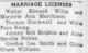 Marriage License Announcement of Johnny Bob Brisbon and Alma Priscilla Nobles