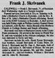 Obituary of Frank Julius Skrivanek