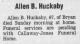 Death Notice of Allen Barnes Huckaby