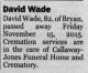 Death Notice of David Earl Wayne Wade