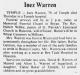 Obituary of Francis Inez German Warren