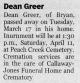 Death Notice of Winifred Dean Greer
