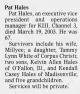 Obituary of Pat Hales