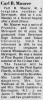 Obituary of Carl Baumgartner Maurer
