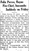 Obituary of Felix Perres Obituary of Felix Perres