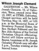 Obituary of Wilson Joseph Clement