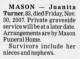 Death Notice of Juanita Coldiron Turner Death Notice of Juanita Coldiron Turner