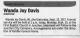 Death Notice of Wanda Joy Porter Davis