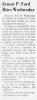 Obituary of Ernest Pinkney Ford Obituary of Ernest Pinkney Ford