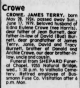 Obituary of James Terry Crowe