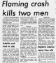 Flaming Crash Kills Two Men Flaming Crash Kills Two Men