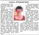 Obituary of Elizabeth Ruth 'Ruthie' Geisler