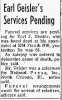 Death Notice of Earl Joseph Geisler