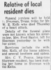 Relative of local resident dies