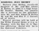 Obituary of Barbara Jean Richey Obituary of Barbara Jean Richey