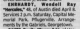 Death Notice of Wendell Ray Ehrhardt