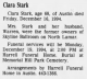 Death Notice of Clara Lonia Greer Stark