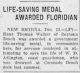 Life-Saving Medal Awarded Floridian - Hans Thomas Walker, I