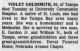 Obituary of Violet Smith Goldsmith