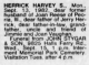 Obituary of Harvey Spencer Herrick