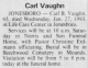 Obituary of Carl B. Vaughn