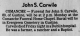 Death Notice of John Samuel Carwile Death Notice of John Samuel Carwile