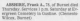 Death Notice of Frank Albert Abshire
