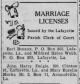 Marriage License Announcement of John Harry Daigle and Eurella Marie Marks