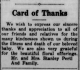 Card of Thanks - Stanley Dennis Pertl