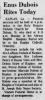Obituary of Enus Dubois Obituary of Enus Dubois