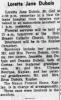 Obituary of Loretta Jane Dubois