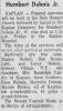 Obituary of Humbert Dubois, Jr. Obituary of Humbert Dubois, Jr.