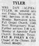 Death Notice of Alpha Eudeene Coldiron Tyler