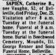 Obituary of Catherine Barbara Vaughn Sapien