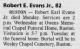 Death Notice of Robert Earl Evans, Jr. Death Notice of Robert Earl Evans, Jr.