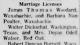 Marriage License Announcement of Walter Karl Emil 'Louie' Dickschat and Doyas Odell Brisbon