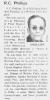 Obituary of Robert Clarence 'R.C.' Phillips