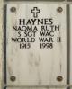 Crypt of Naoma Ruth Wilcox Haynes